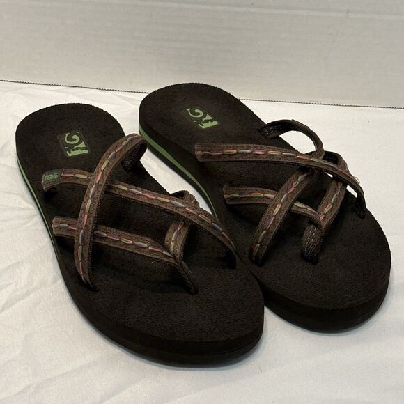 Teva Mush Olowahu Strappy Thong Flip Flop Size 8 Cappuccino - Picture 1 of 8
